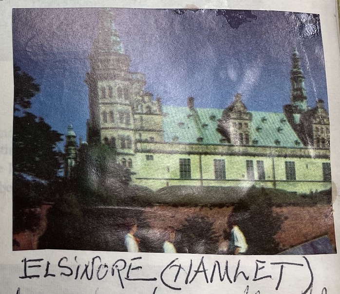 Postcard image marked Elsinore for Hamlet's castle in Denmark from Behrend family travel letters